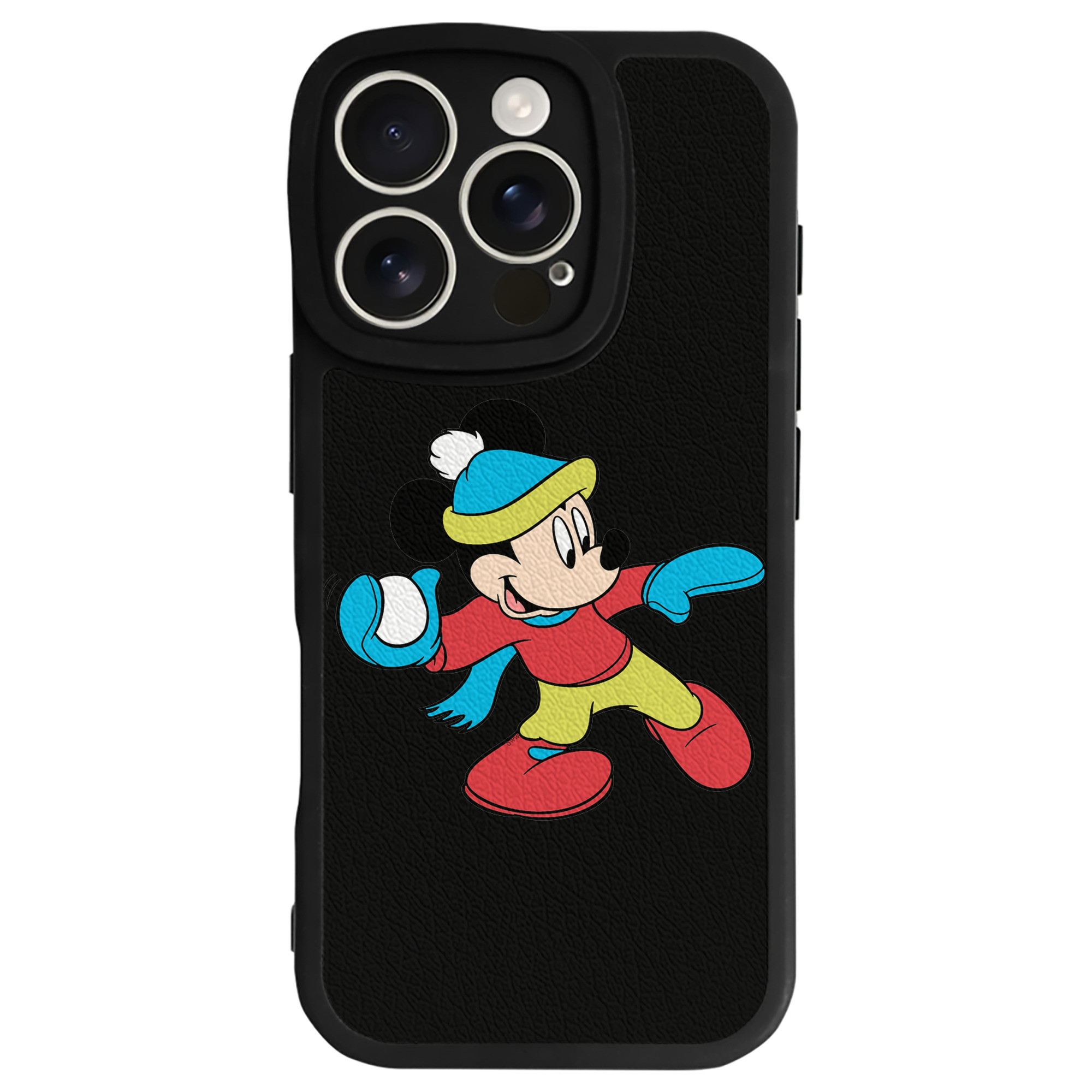 （画像用） ミッキーマウス Mickey Mouse 【iPhone 16シリーズ対応】シリコンスマホケース（レザー調） 材質：シリコン